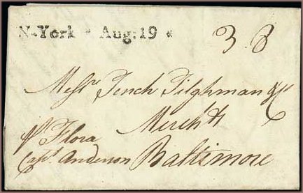 N. York * [date] straight line ship mark 1784