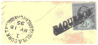 Click to see enlarged Dublin paquebot mark on cover