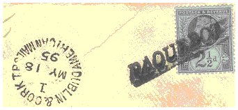 Click to see enlarged Dublin paquebot mark on cover
