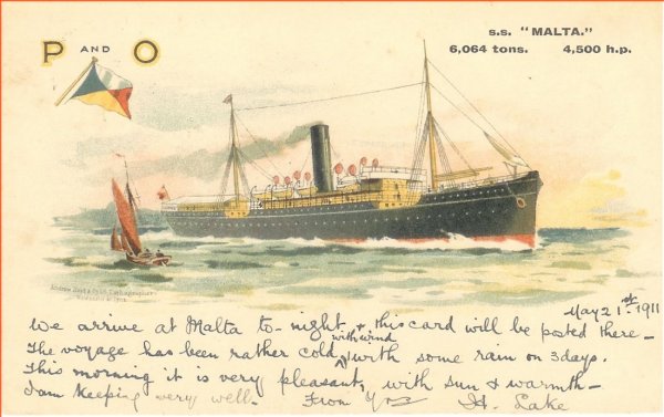 Picture postcard of the SS Malta