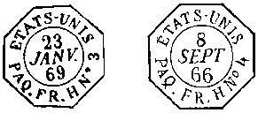 LIGNE H cachets de provenance types in use 1866 - 1869