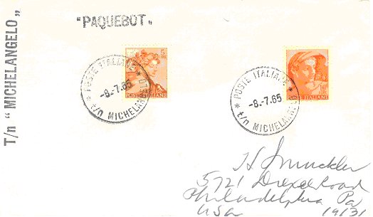 Paquebot type 1 on cover