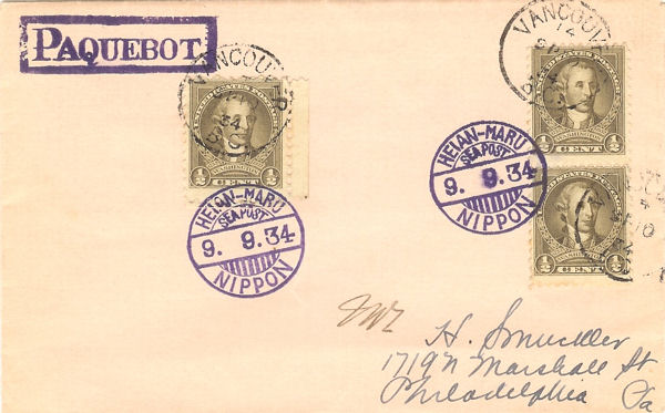 Type 4023 paquebot cancel on cover