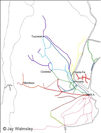 Map of the Argentina Rail Network © Jay Walmsley