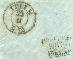 COELN (Cöln) backstamp arrival mark