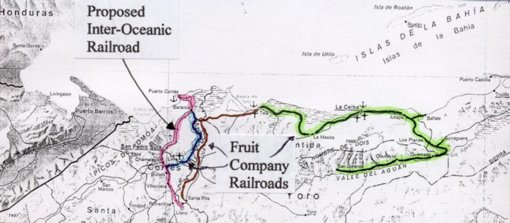 Map of the Honduran railway network