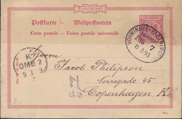 Postal card with Bahnpost Train 7 cancellation