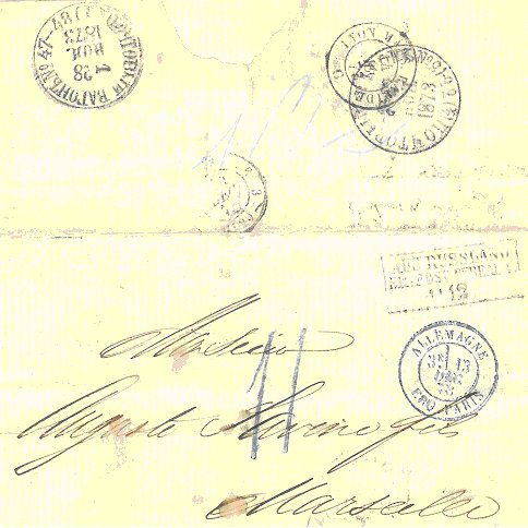 Cover sent from Russia to France in 1873 between two calendars