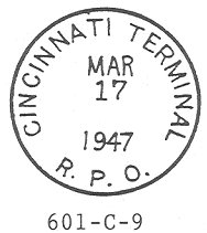 Terminal Railway Post Office cancel of Cincinnati