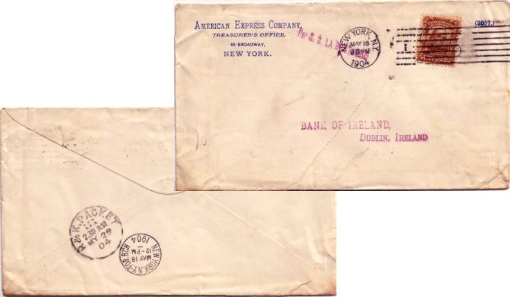 Letter from USA carried on the H&K Packet
